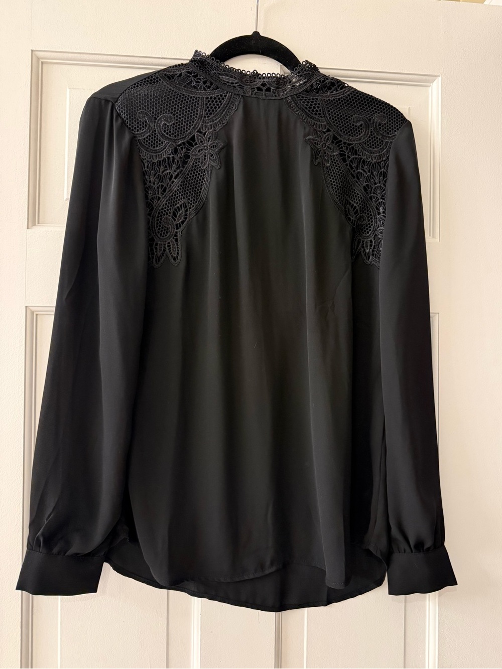 The Limited Black Lace Yoke High Neck Blouse Size M